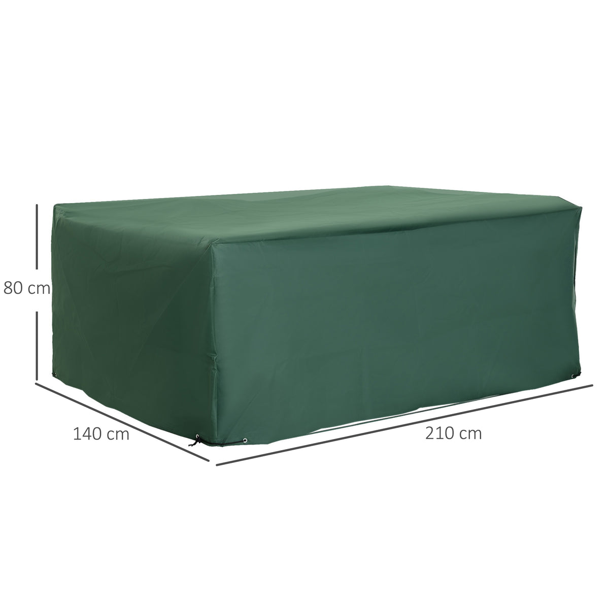 Green rectangular furniture cover, 210 by 140 by 80 cm