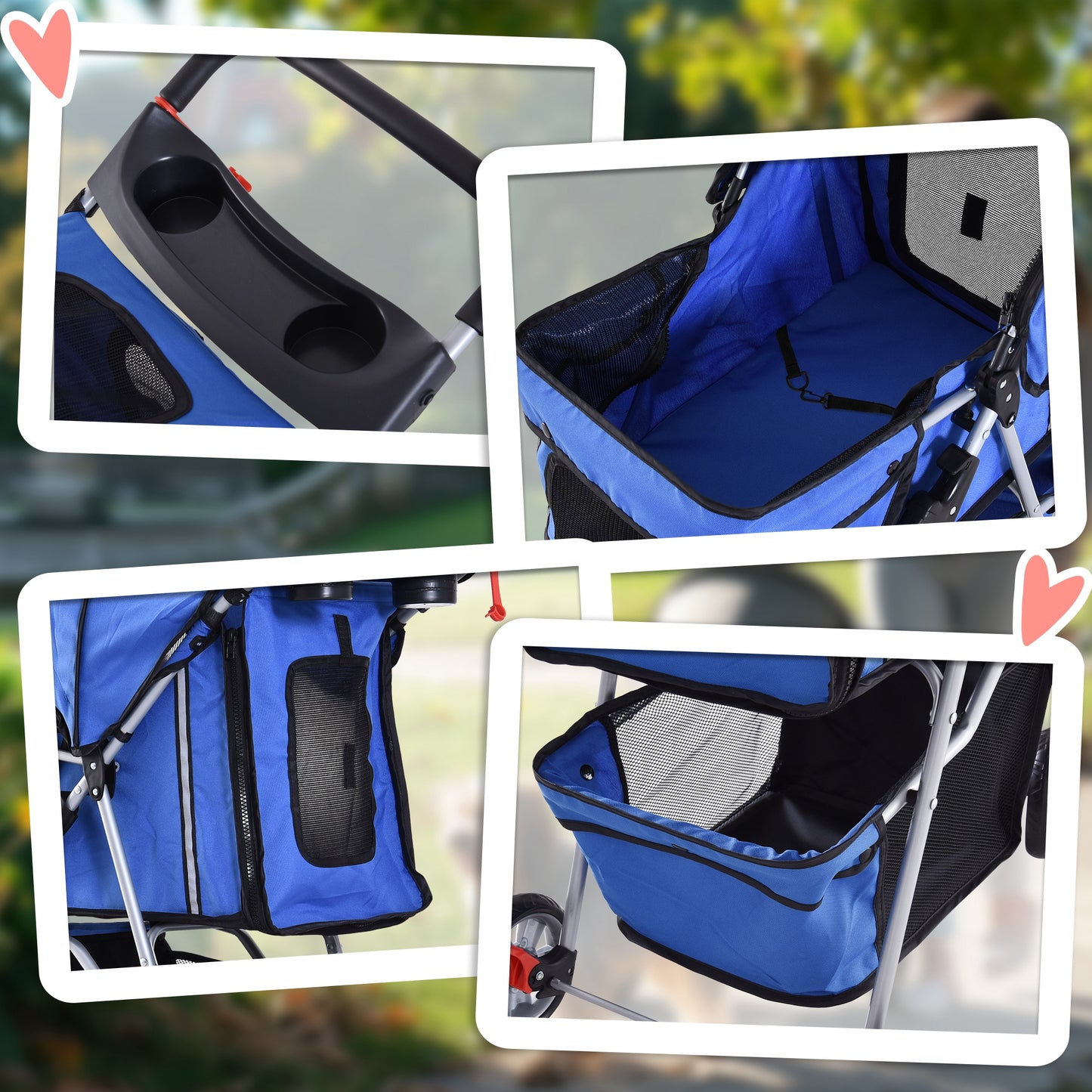 PawHut 3 Wheel Pet Stroller for Small and Miniature Dogs, Blue