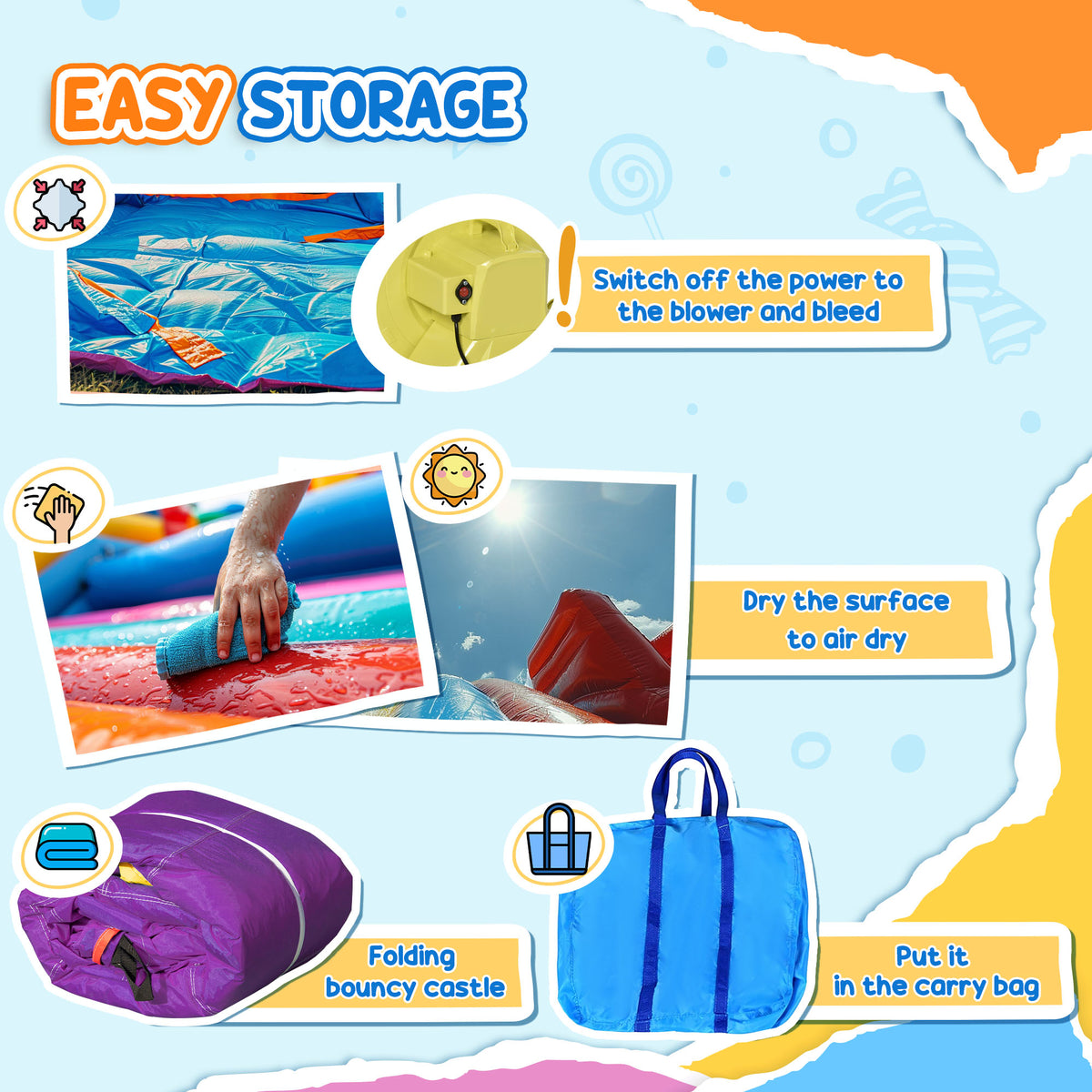 Outsunny Kids Bouncy Castle House Inflatable Trampoline Slide Water Pool 3 in 1 with Blower Indoor Outdoor for Kids Age 3-8 Multi-Colour 2.8 x 2.5 x 1.7m