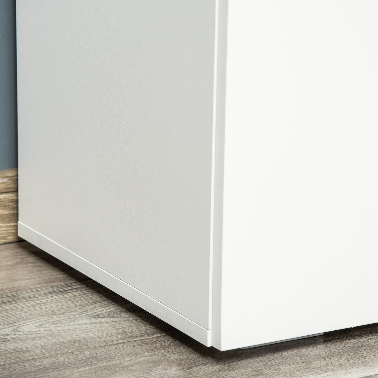 HOMCOM 2 Tier Bookcase, Wooden Storage Cabinet with 2 Doors, Freestanding Sideboard for Living Room, Home Office and Study, White