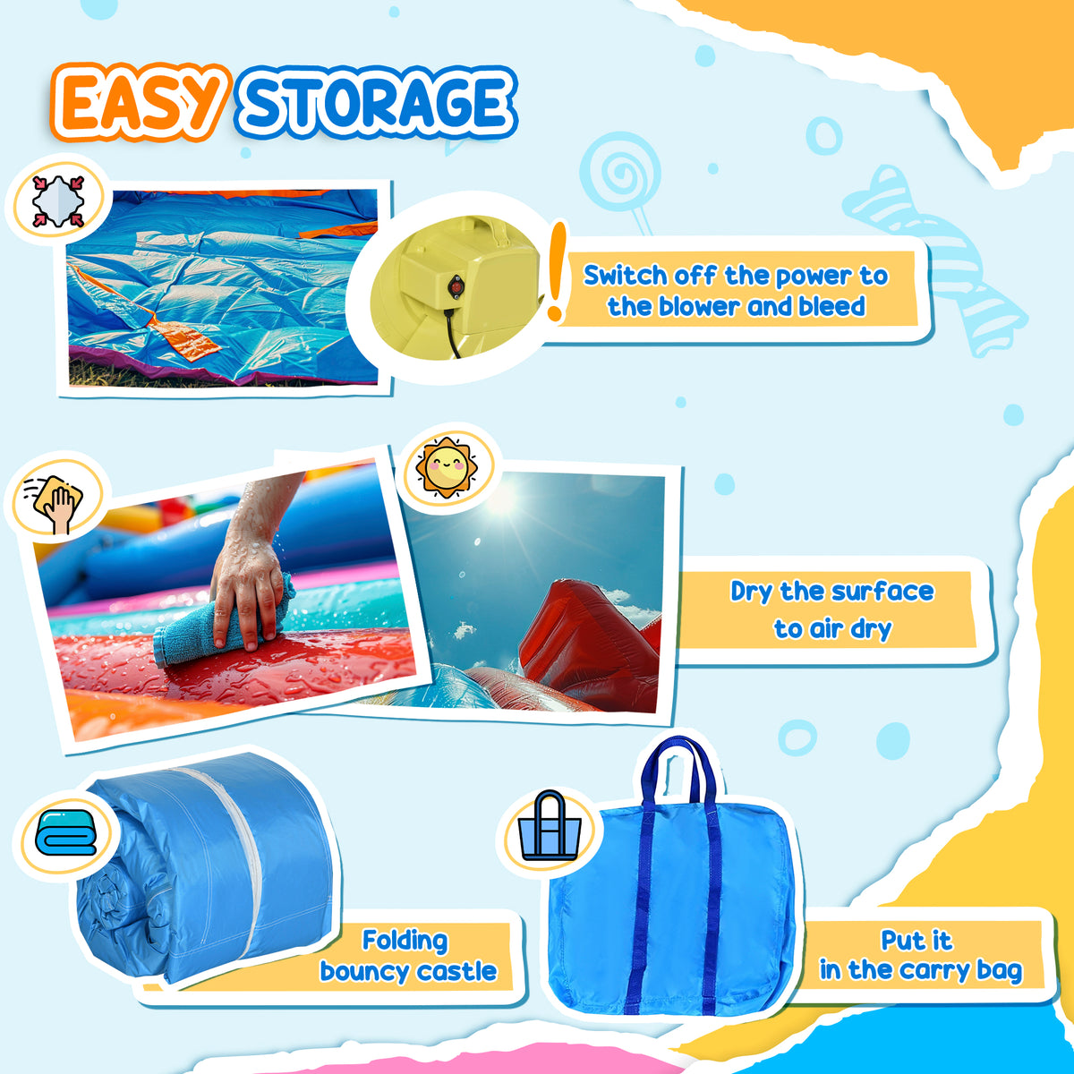Outsunny Kids Inflatable Bouncy Castle Water Slide 5 in 1 Bounce House Jumping Castle Water Pool Gun Climbing Wall with Air Blower for Summer Playland