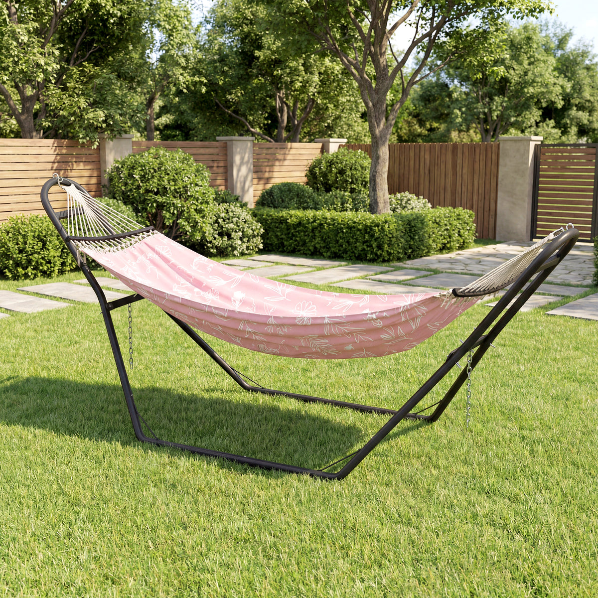 Outsunny 9ft Hammock Stand Adjustable Hammock Frame with Non-Slip Feet for Indoor Outdoor, 150 kg Capacity, Black