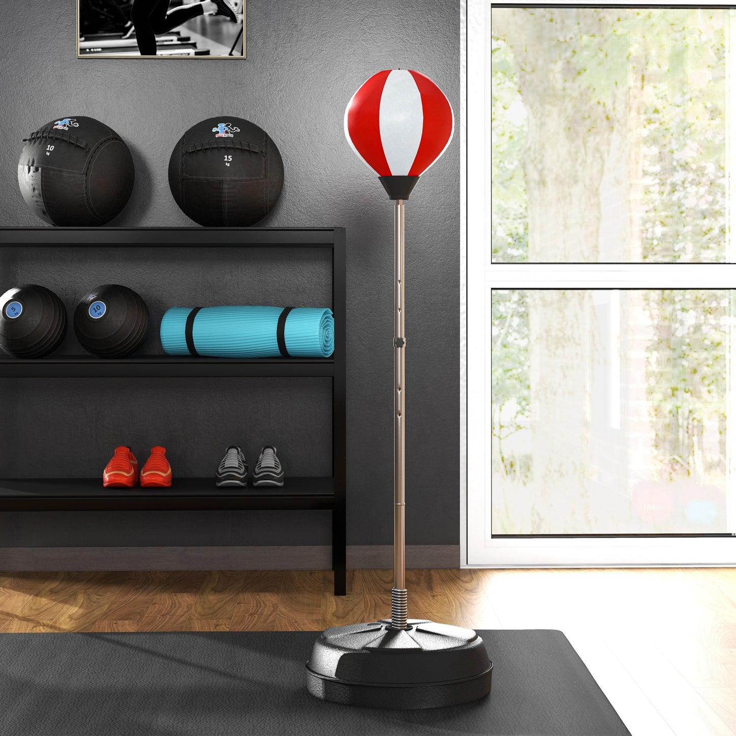 HOMCOM Punching Bag with Stand Boxing Bag Set with Adjustable Height, Red
