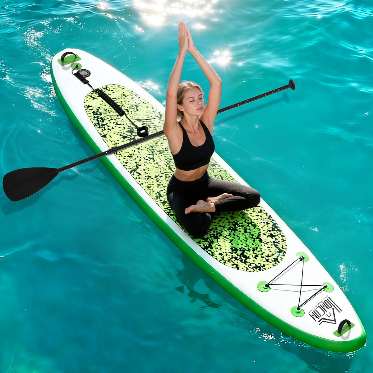 HOMCOM Inflatable Stand Up Paddle Board, 10' x 30" x 4", Non-Slip SUP, with ISUP Accessories, Hand Pump, 3 Fins, Adj Paddle for Youth Adult Beginners/Experts