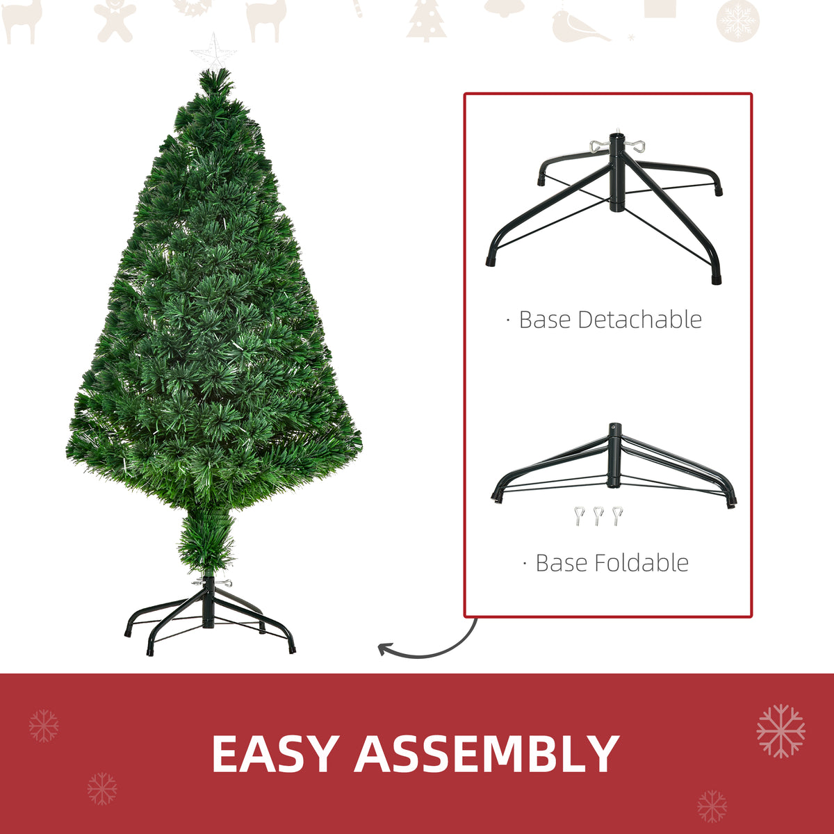 HOMCOM artificial Christmas tree with detachable, foldable metal base