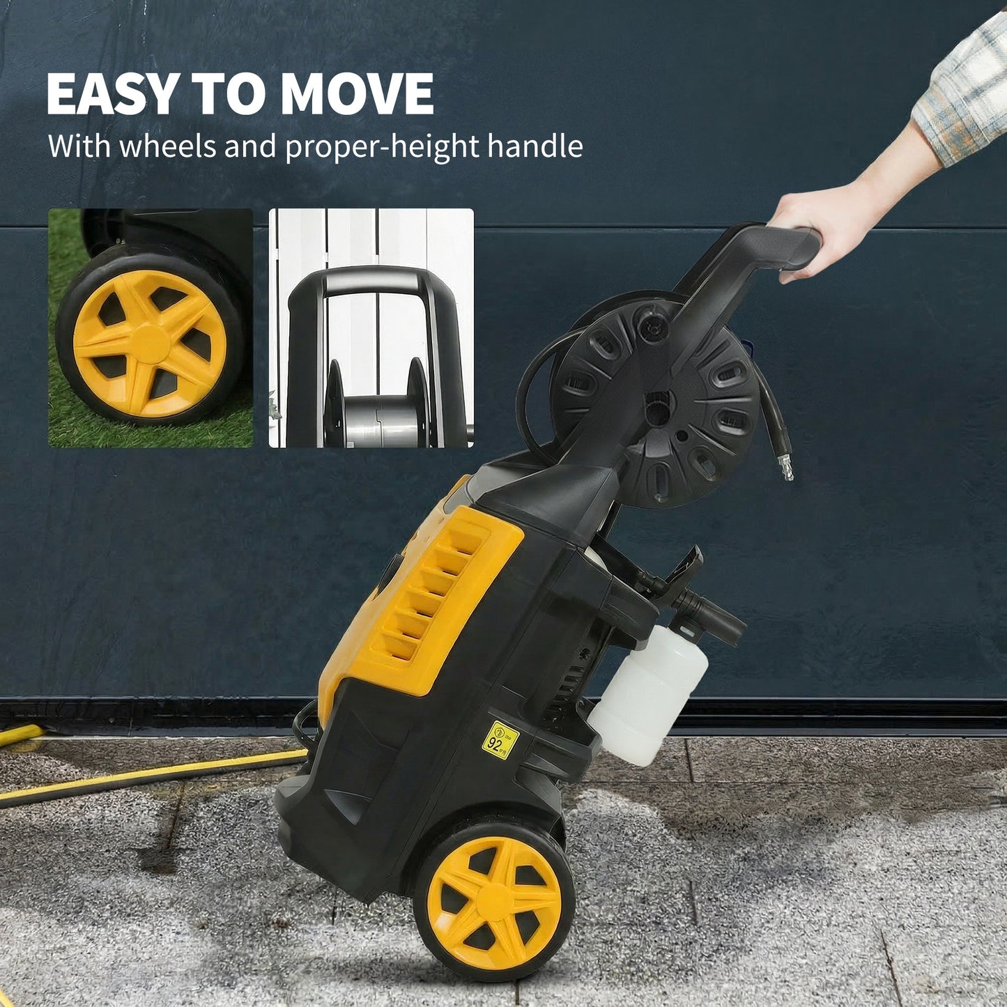 Outsunny 2200W High Pressure Washer, 170 Bar Pressure Washer with Adjustable Nozzle and 6M Hose, 33 x 31.5 x 80.5 cm, Yellow