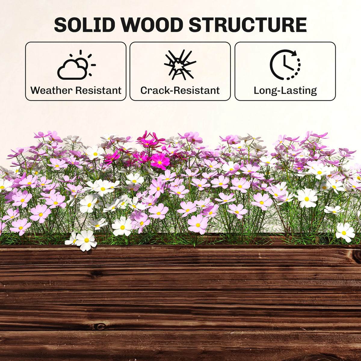 Outsunny 2-Tier Wooden Raised Planter, Raised Garden Bed on Legs with Drainage Holes and Bed Liner, Elevated Garden Planter