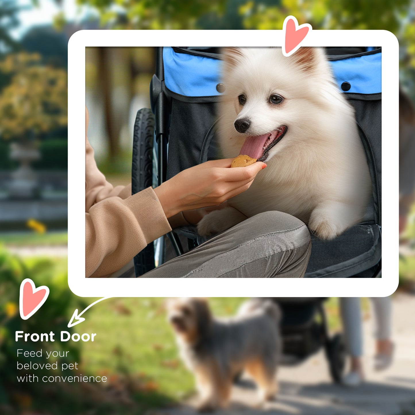 PawHut Foldable Pet stroller, Dog Buggy with Three Wheels, for Small/Medium Dogs, Blue