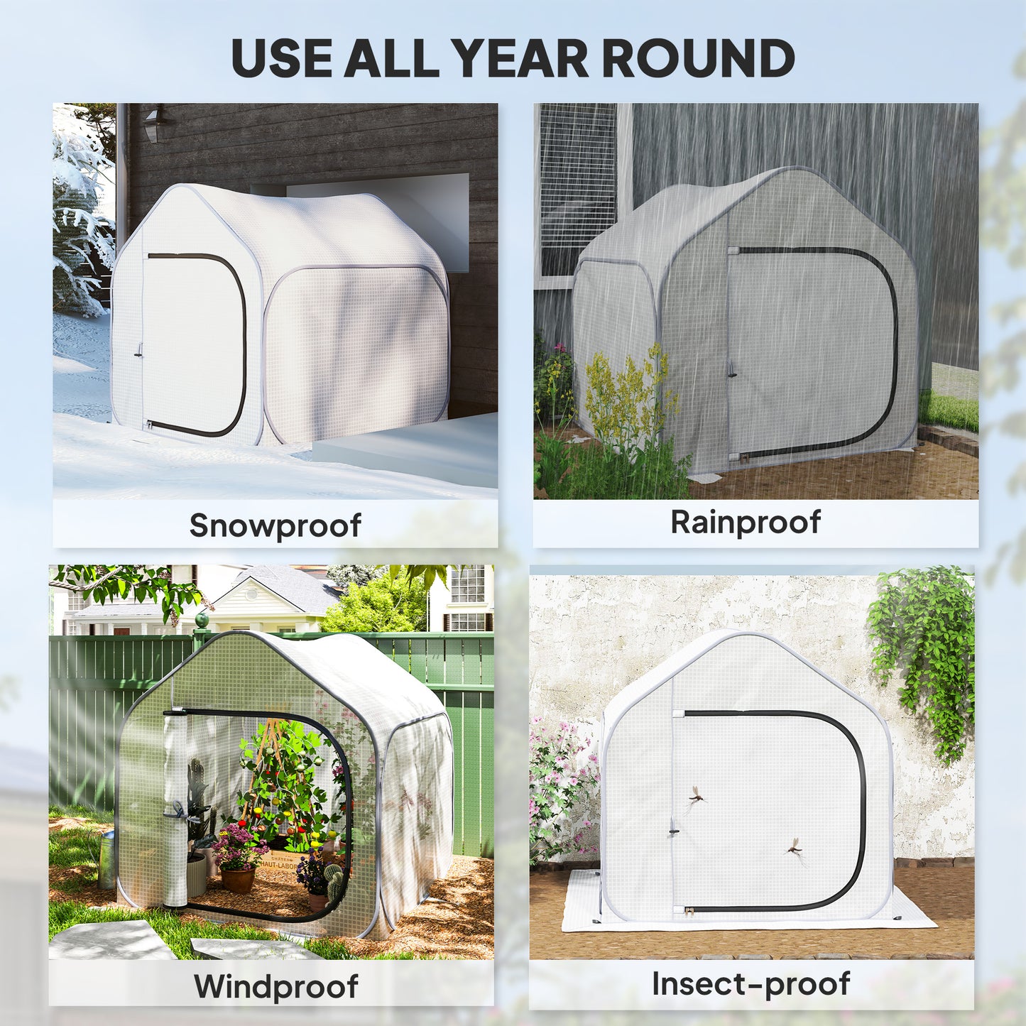 Outsunny 150 x 148cm Pop-Up Greenhouse - White