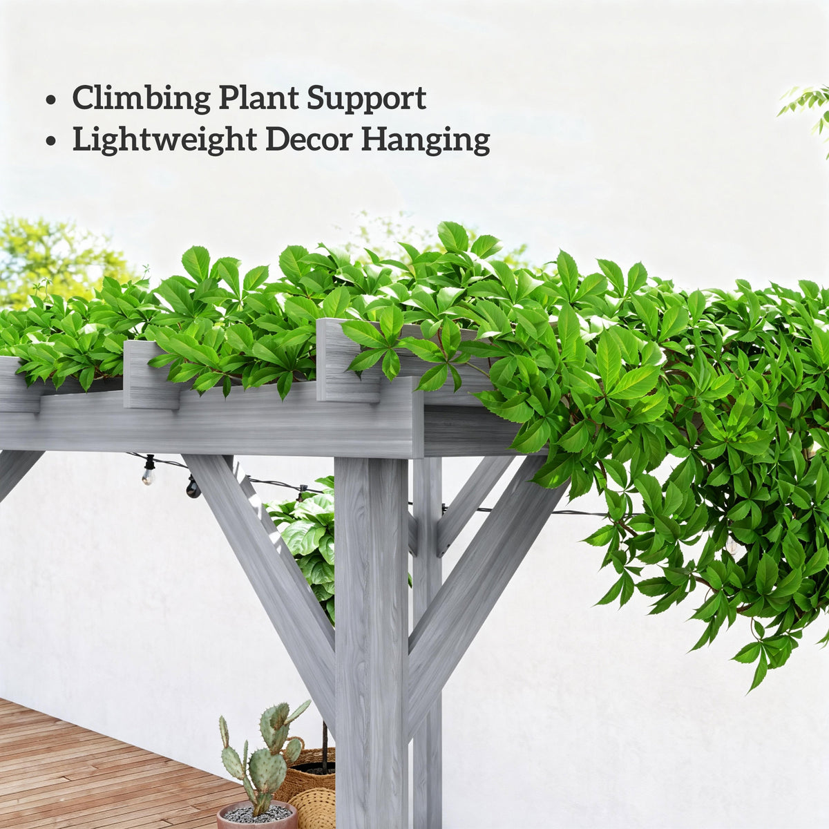 Outsunny 3 x 3 m Wooden Pergola Kit, Decorative Garden Gazebo Shelter with Stable Structure for Climbing Vines, Grey