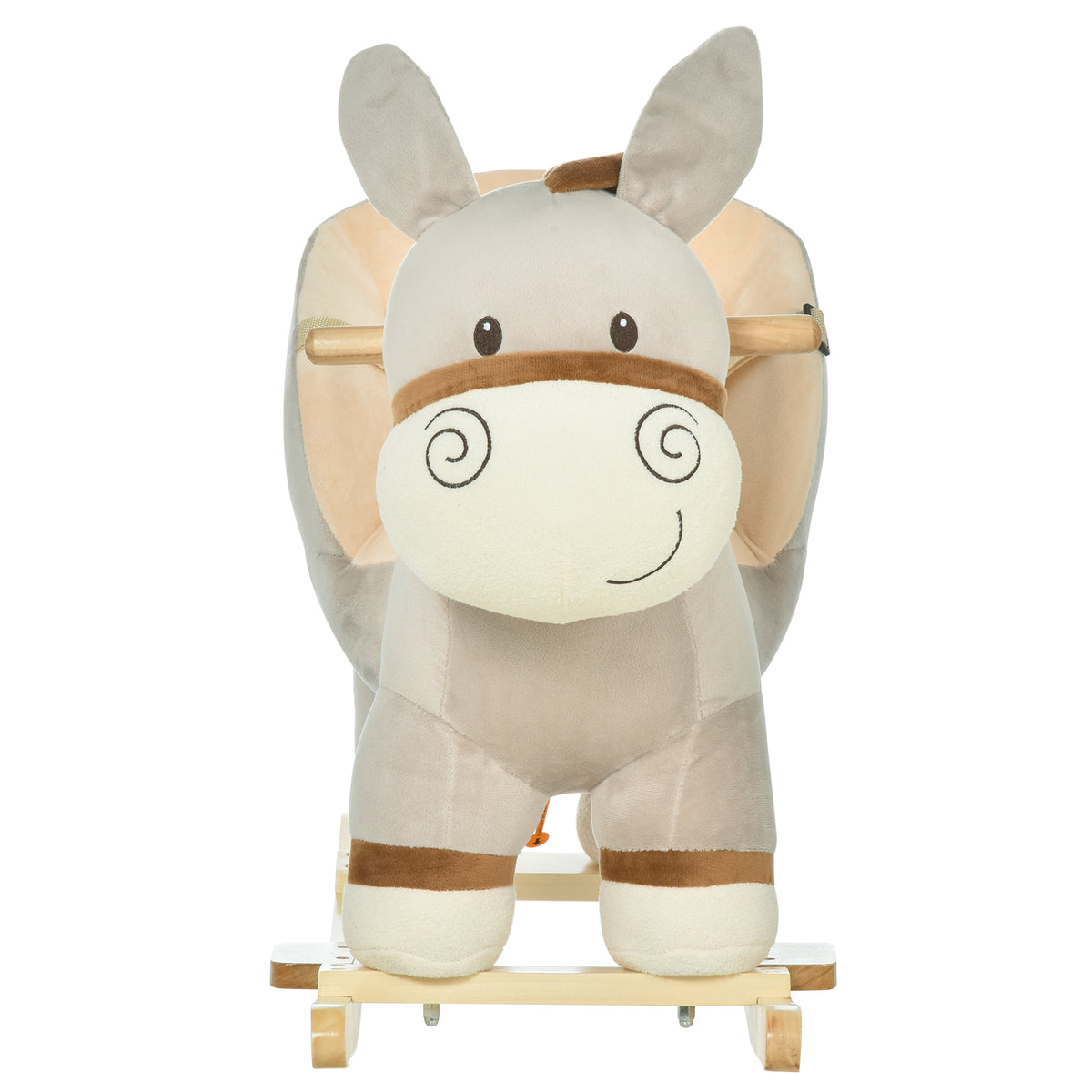 HOMCOM Kids Rocking Horse, Children Plush Ride On Donkey Animal Rocker w/ Sound, Wood Base Seat, Seat Belt, Baby Toy Rocker for Toddler 18 - 36 Months, Grey