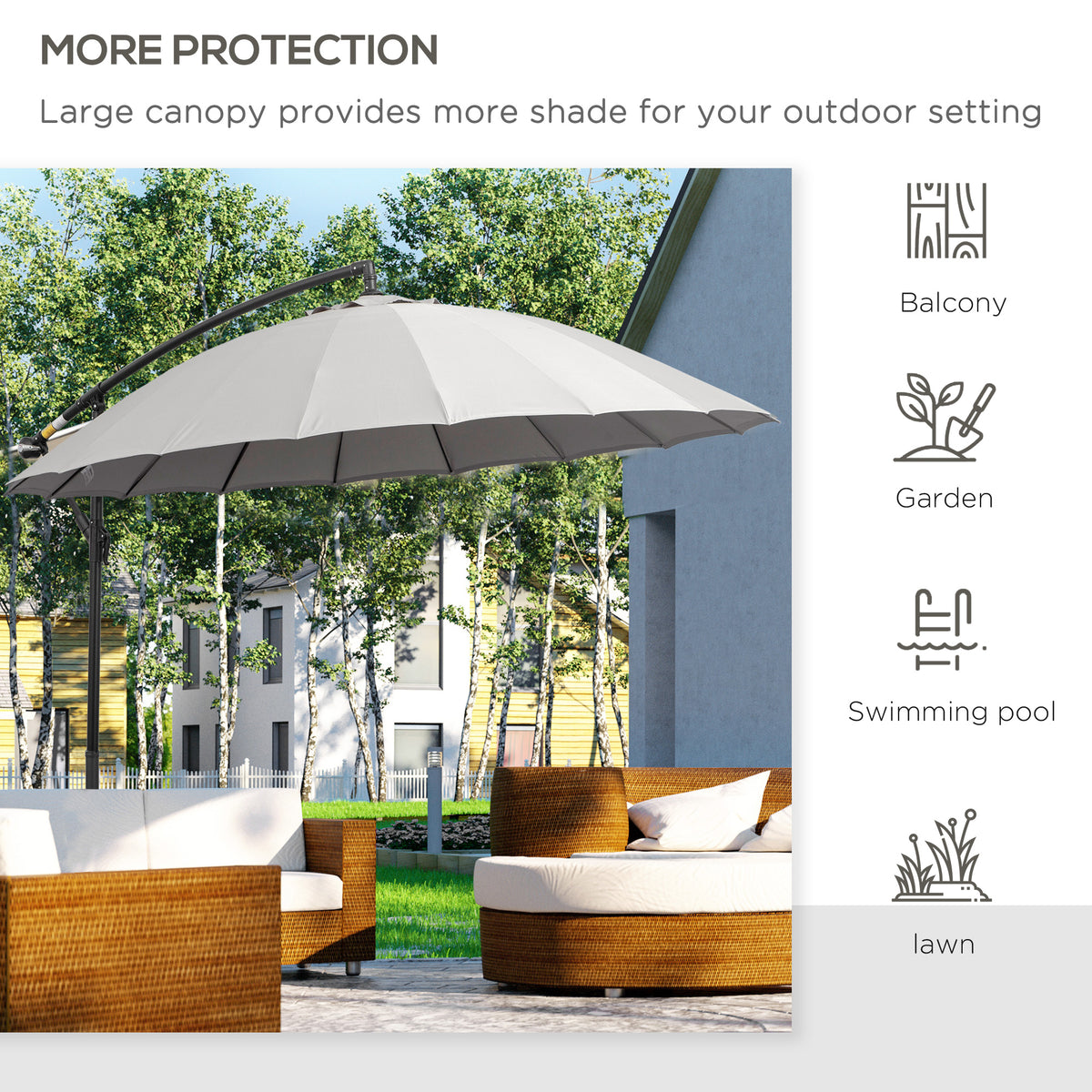 Outsunny light gray cantilever umbrella shading outdoor seating