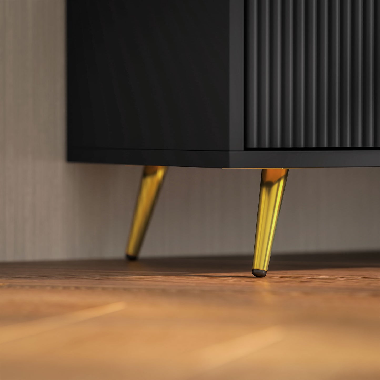 HOMCOM TV stand with tapered gold-tone metal legs