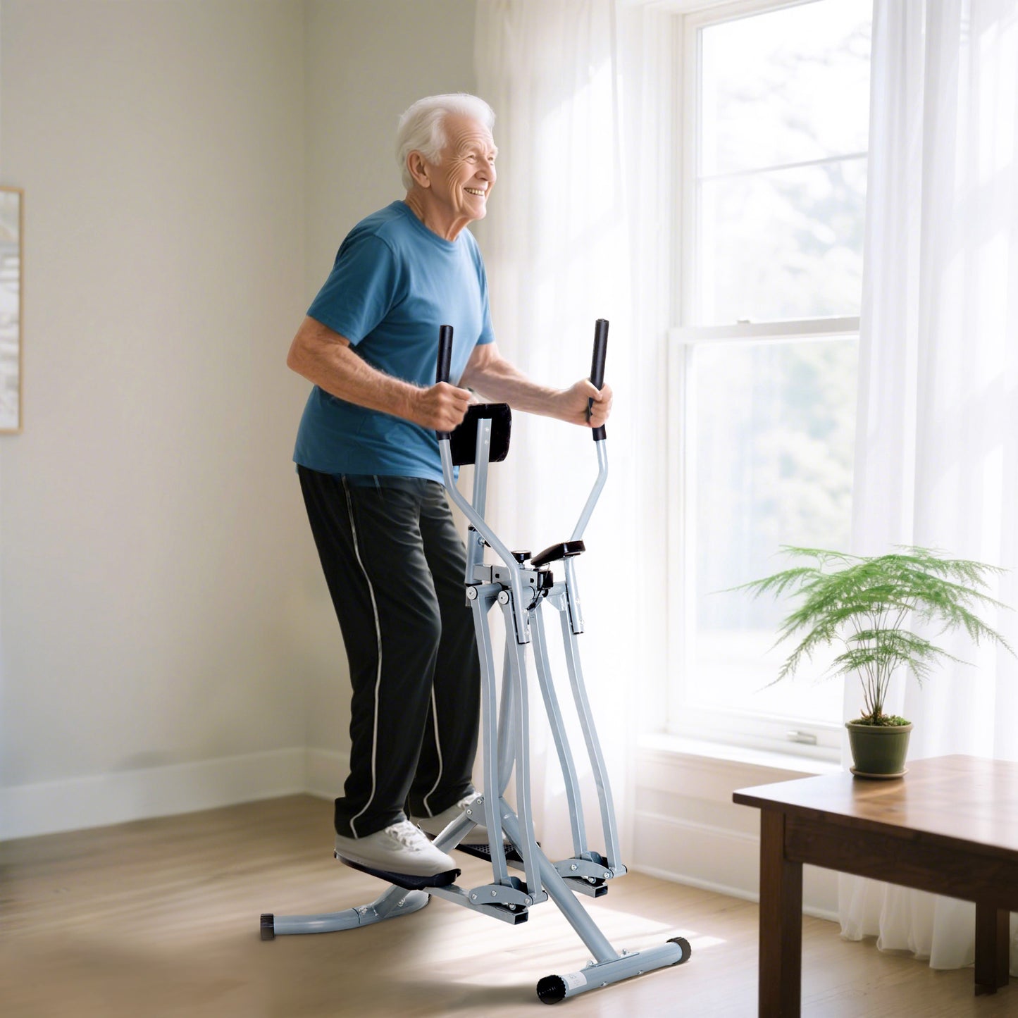 HOMCOM Air Walker Glider, Cross Trainer Fitness Machine, with LCD, for Home Gym, Grey