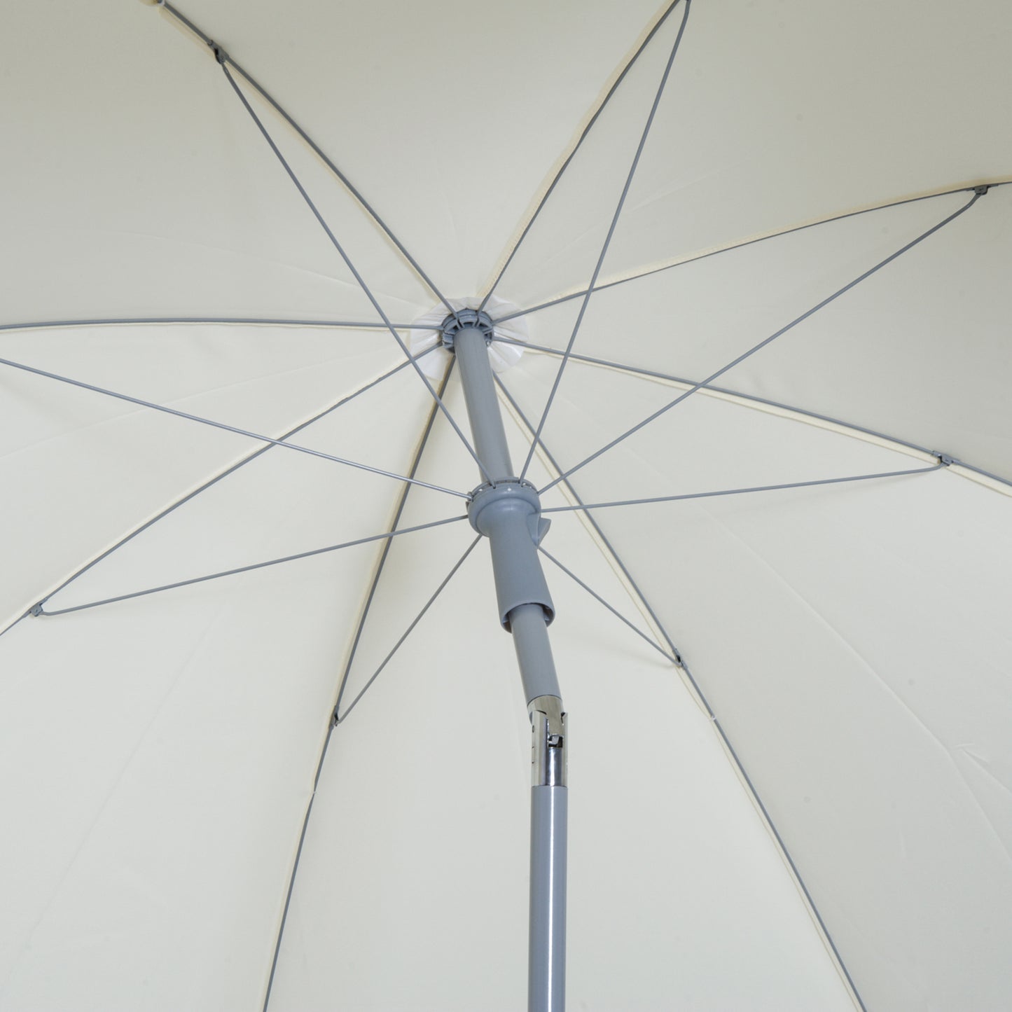 Outsunny 2.2m Beach Umbrella, Portable Parasol with Tilting Function, Outdoor Sunshade Shelter with 8 Ribs for Garden, Pool and Patio, Cream White