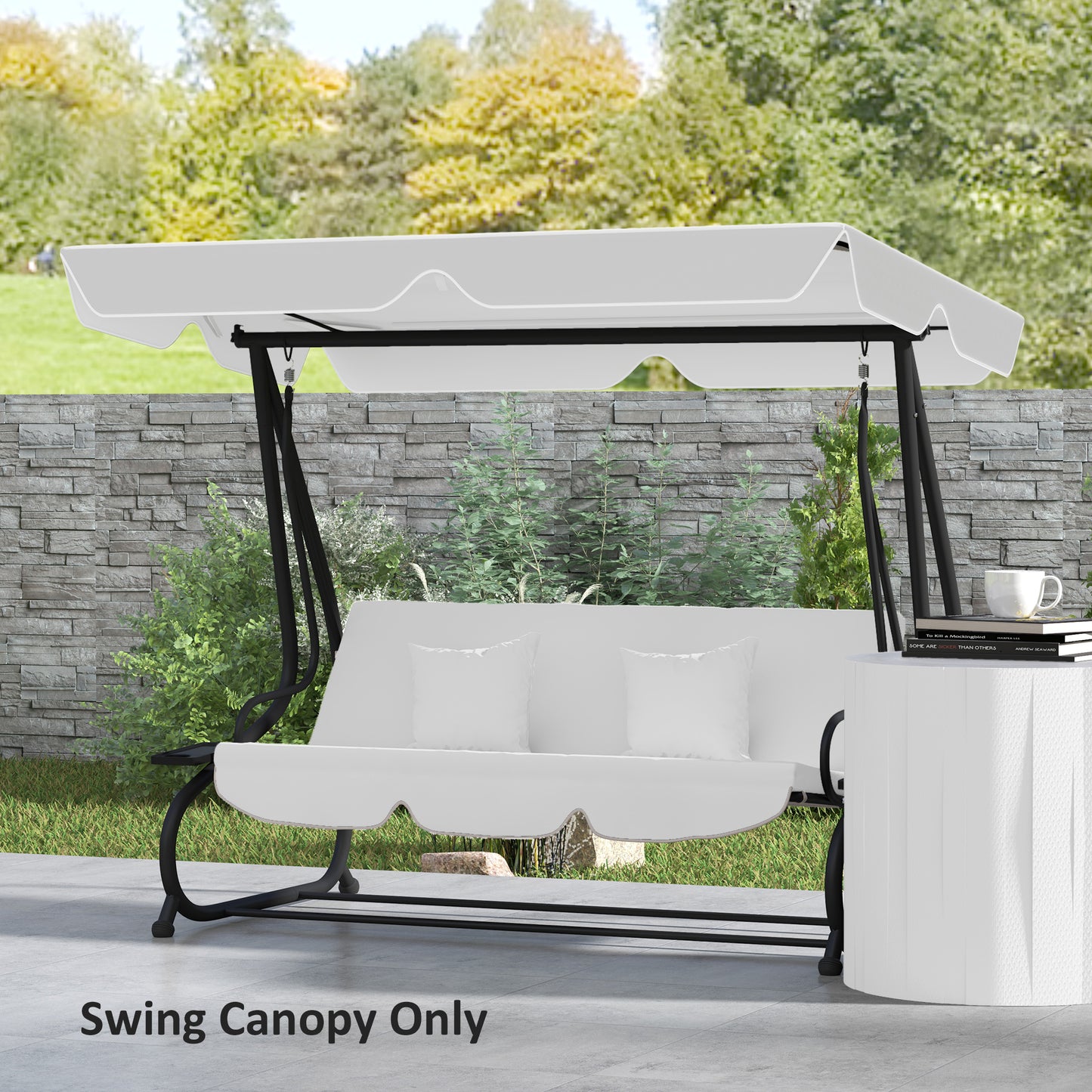 Outsunny 145 x 200Wcm Swing Chair Canopy Replacement - Light Grey