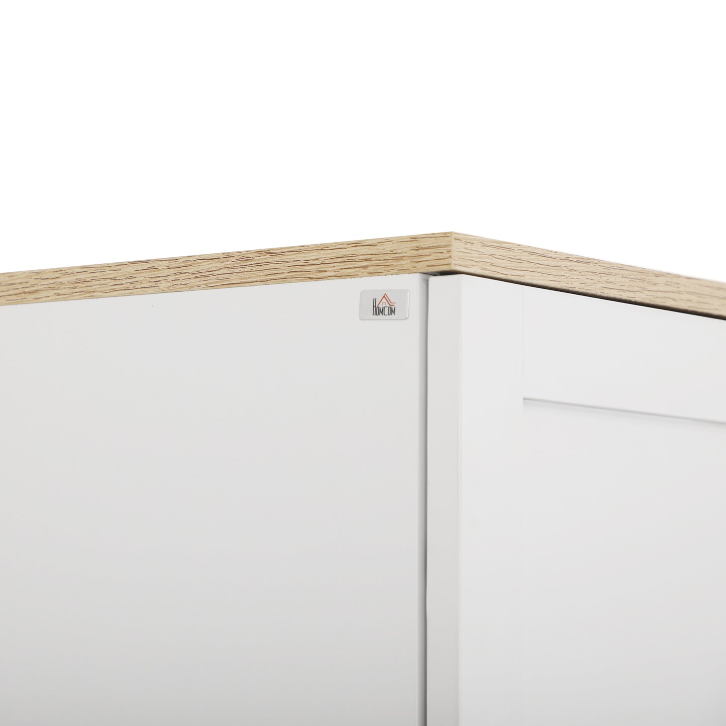 HOMCOM Freestanding Kitchen Cupboard, 4-Door Storage Cabinet Organiser with Adjustable Shelves White Wood Effect