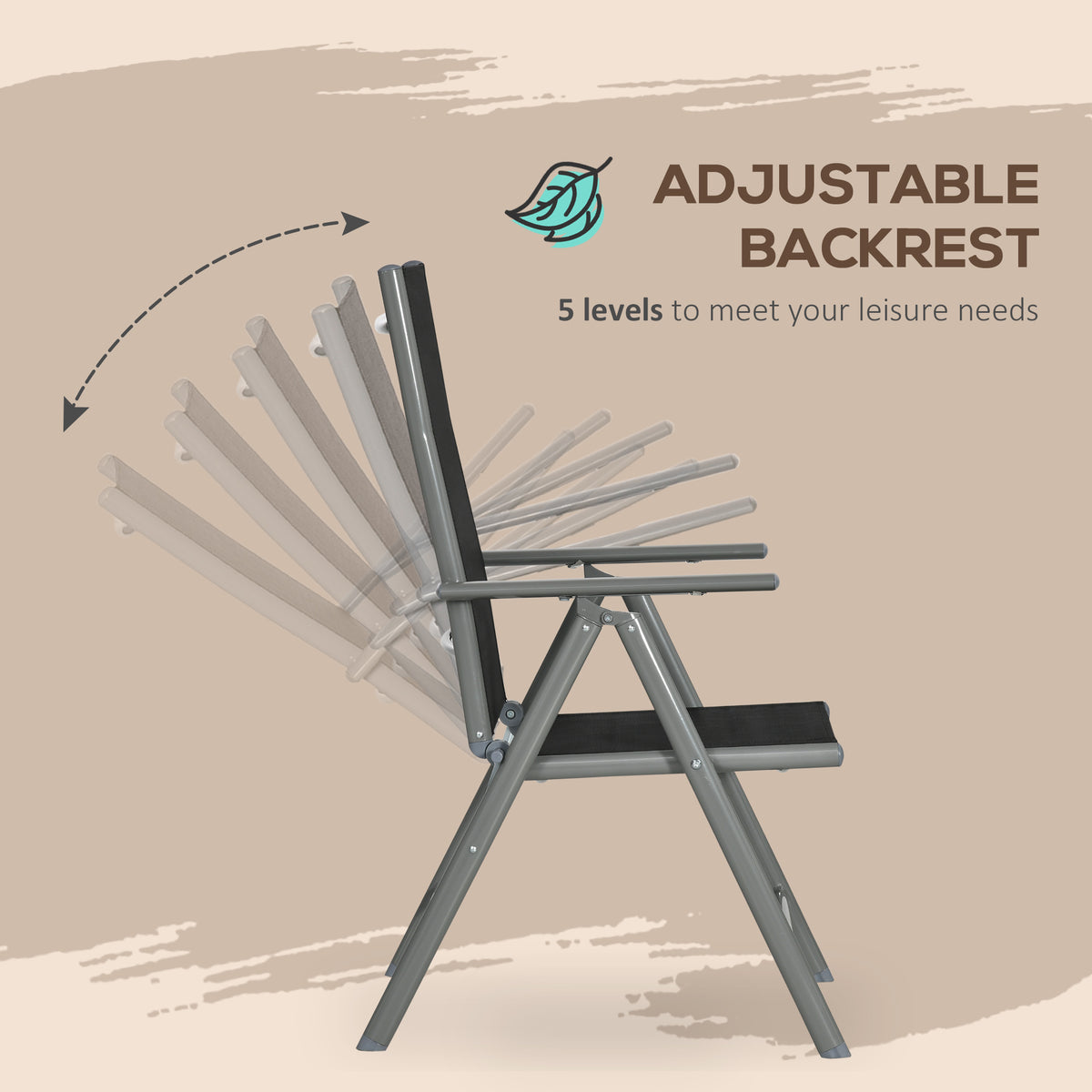 Outsunny adjustable garden chair shown with five reclining backrest positions