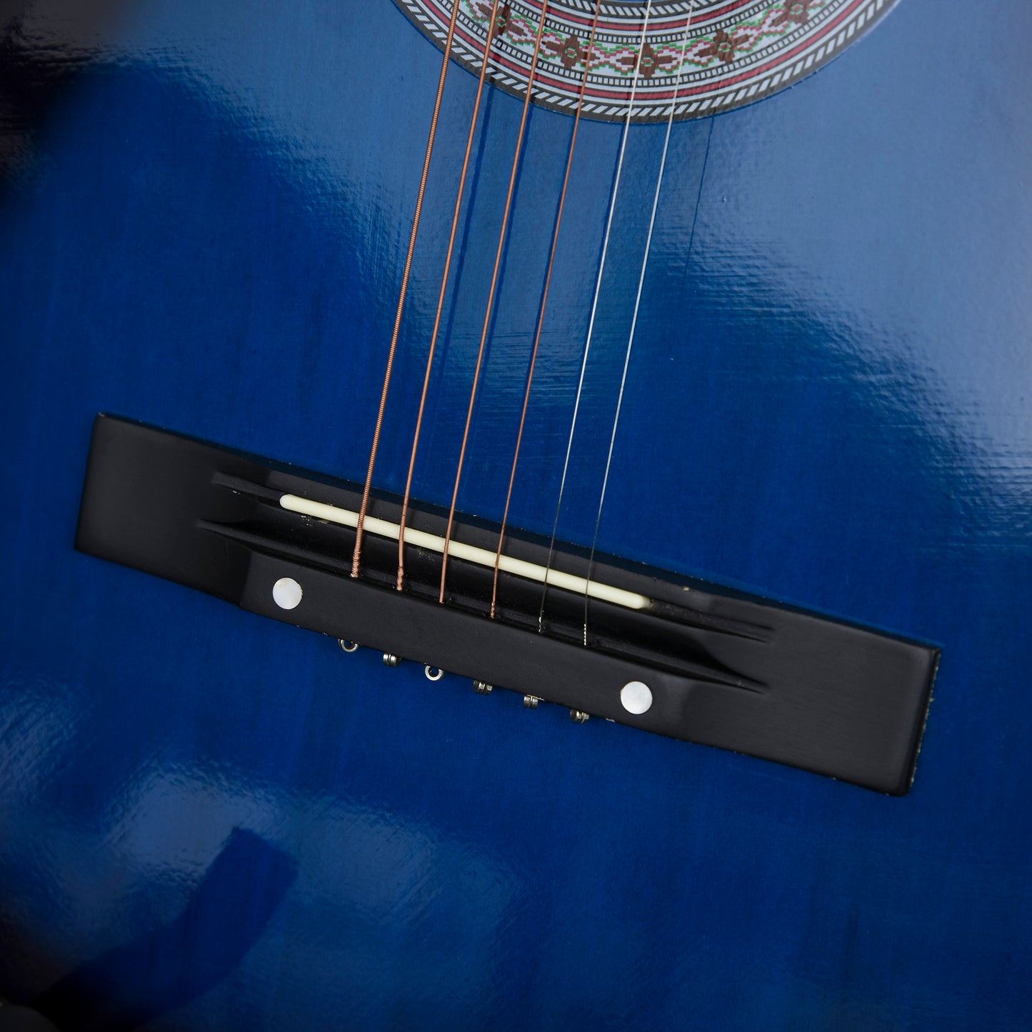 HOMCOM 38 Inch Full Size Acoustic Electric Guitar, Classical Beginner Junior Adult Guitar Gloss Finish with Carrying Case, Strap, Picks, Spare Strings - Blue