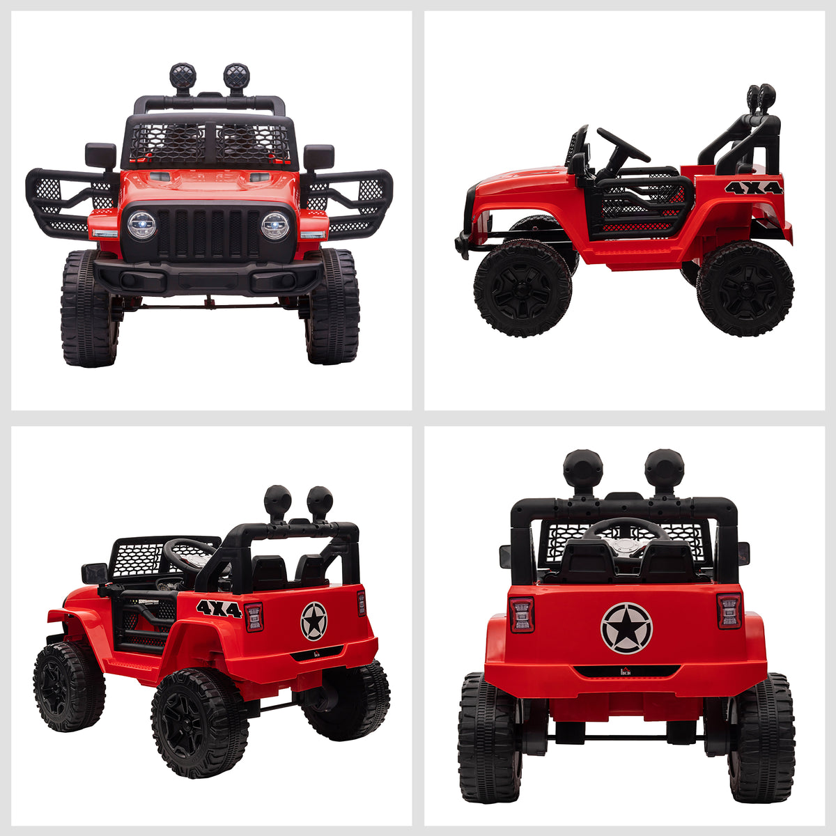 HOMCOM Kids Ride On Car, 12V Electric Cars for Kids with Parental Remote Control, 2 Motors, 4-Wheel Suspension, LED Lights, Horn, 3-5km/h, Battery Powered Ride On Toy for 3-6 Years Old Red