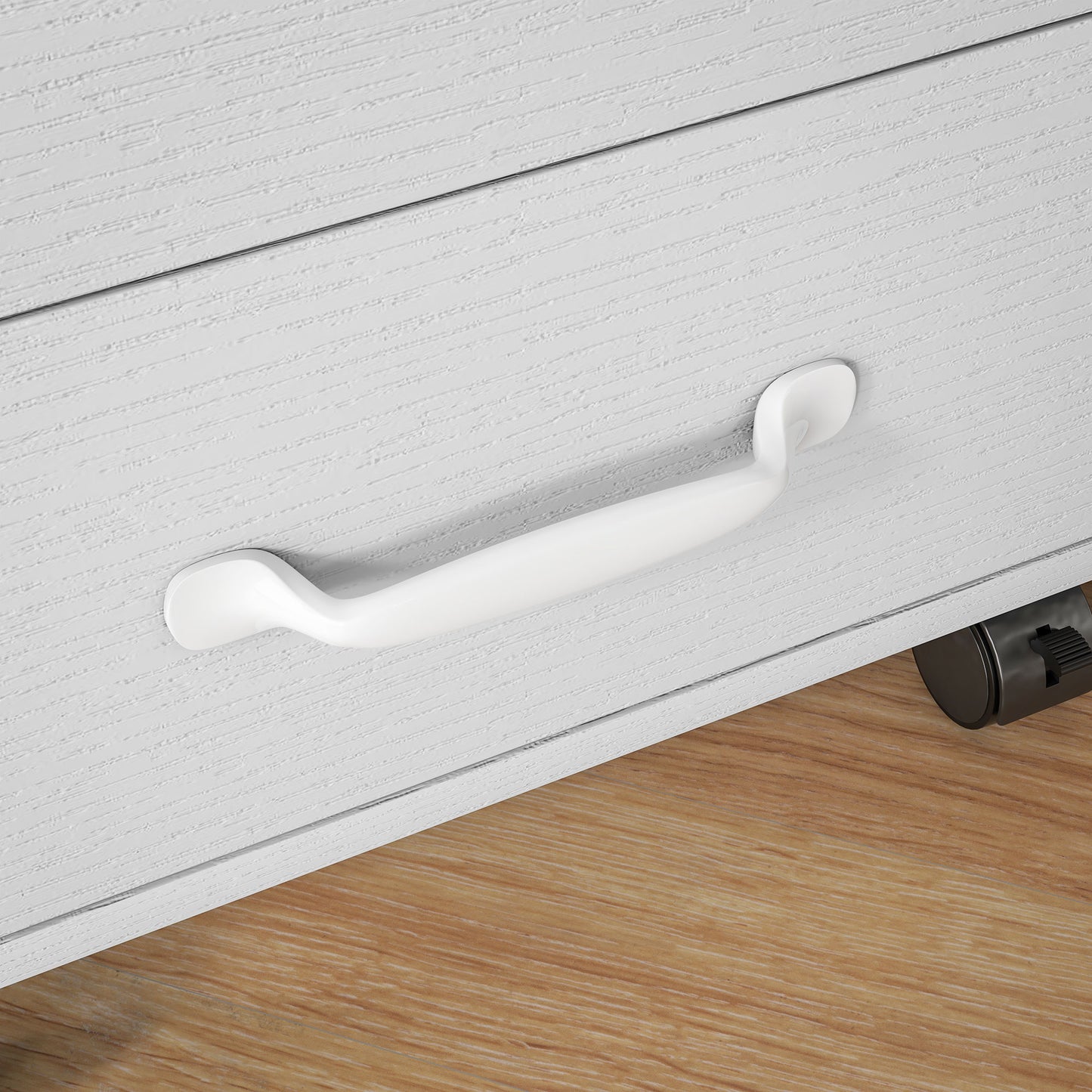 HOMCOM white cabinet drawer with textured front and curved handle