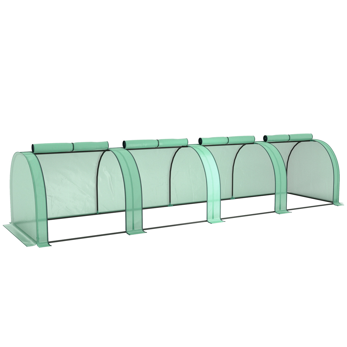 Photo of Outsunny 395 x 100 cm Low Tunnel Greenhouse - Green in Green colour on a white background