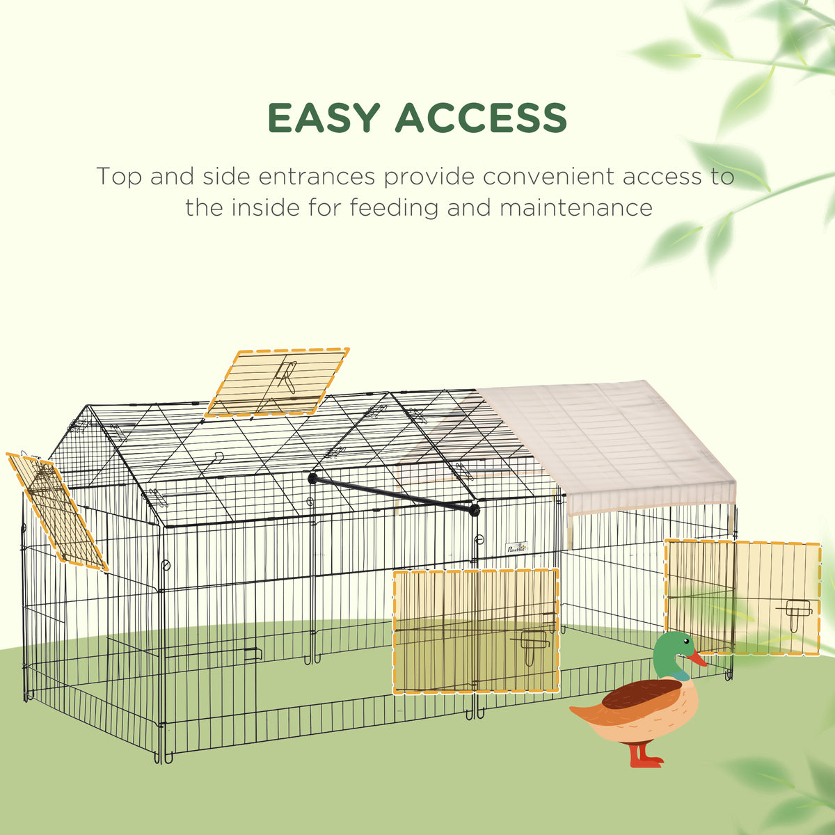 PawHut metal rabbit run with open top and side access panels