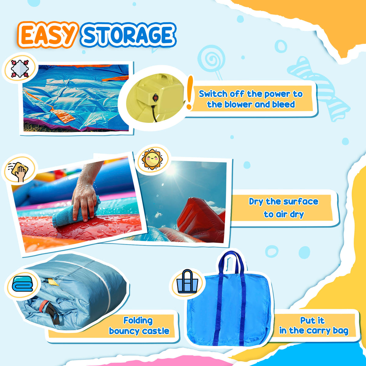 Outsunny Kids Bouncy Castle, 4 in 1 Large Sailboat Style Inflatable House Slide Trampoline Water Pool Climbing Wall with Blower Carrybag for Kids Age 3-8, 2.65 x 2.6 x 2m