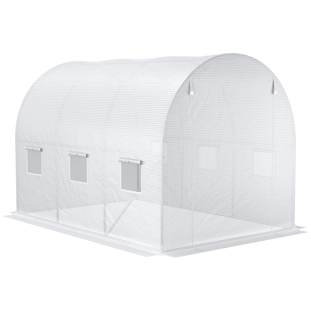Outsunny white replacement greenhouse cover fitted over a tunnel frame, with side windows