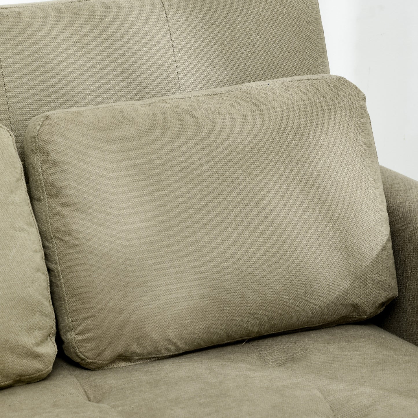 HOMCOM Loveseat Sofa Bed, Convertible Bed Settee with 2 Pillows, Side Pockets, Light Brown