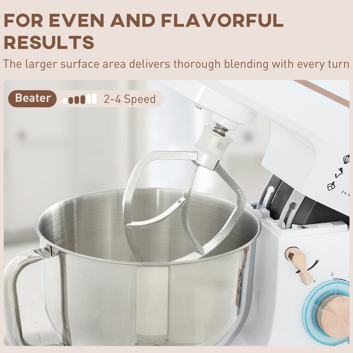 HOMCOM stand mixer with stainless steel bowl and flat beater attachment