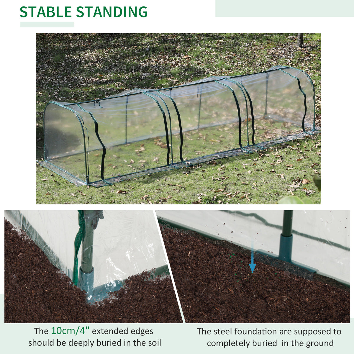 Outsunny mini greenhouse with clear cover and extended edges for burying in soil