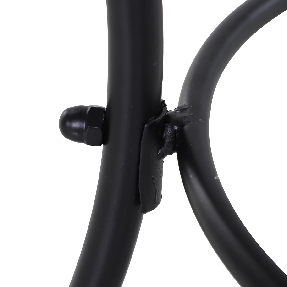 Outsunny bistro table close-up of a welded leg joint and circular support ring