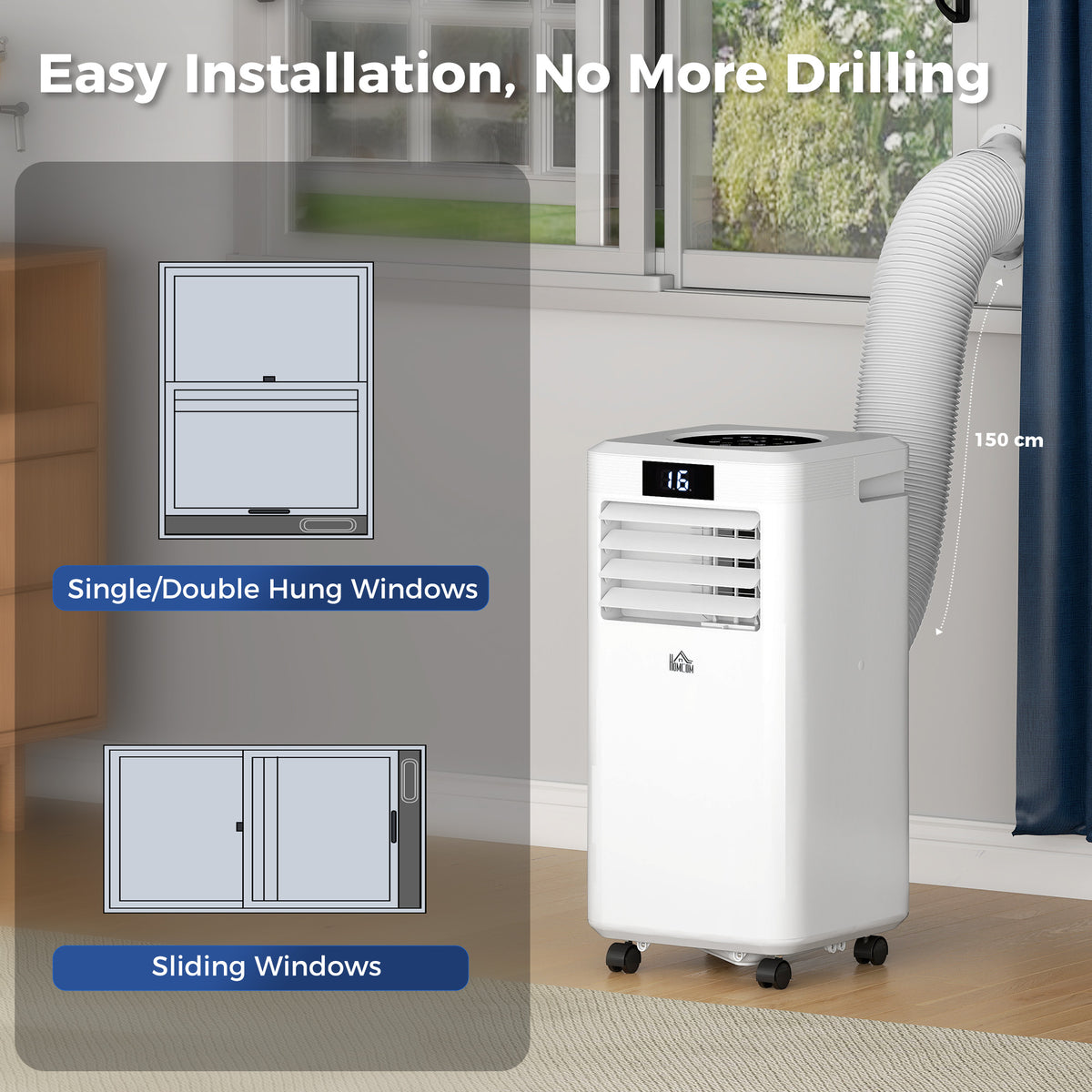 HOMCOM 10000 BTU Air Conditioning Unit, 3-in-1 Portable Air Conditioner, Dehumidifier, Cooling Fan with Remote Control, Digital Display, 2 Speeds, 24H Timer, Window Venting Kit, 22m²