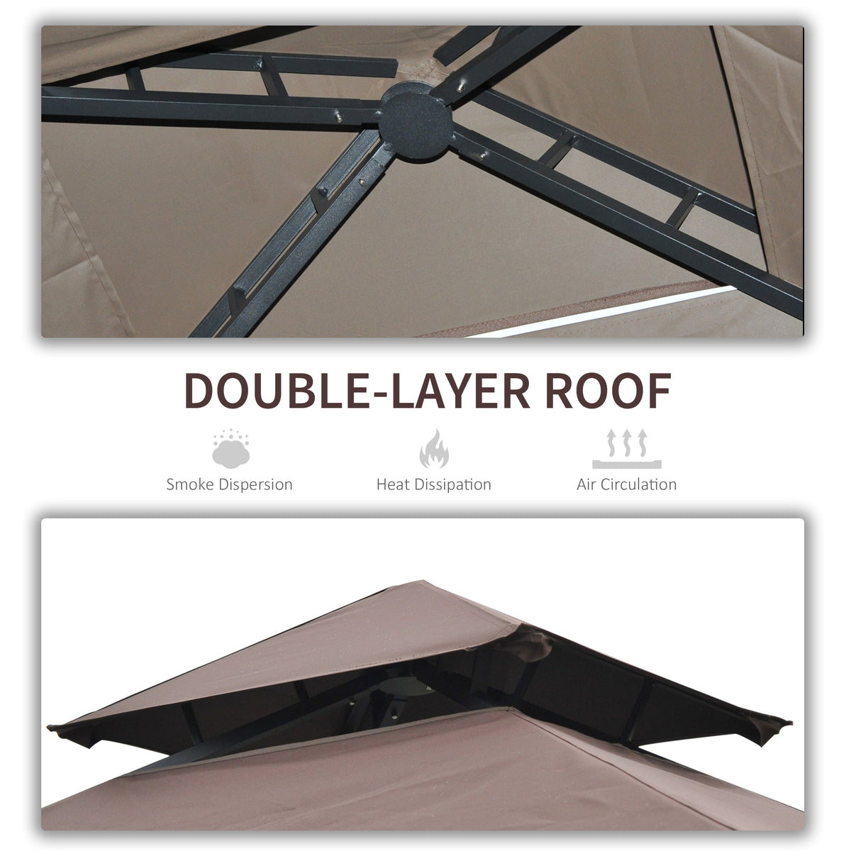 Outsunny grill gazebo's double-layer roof and central vent