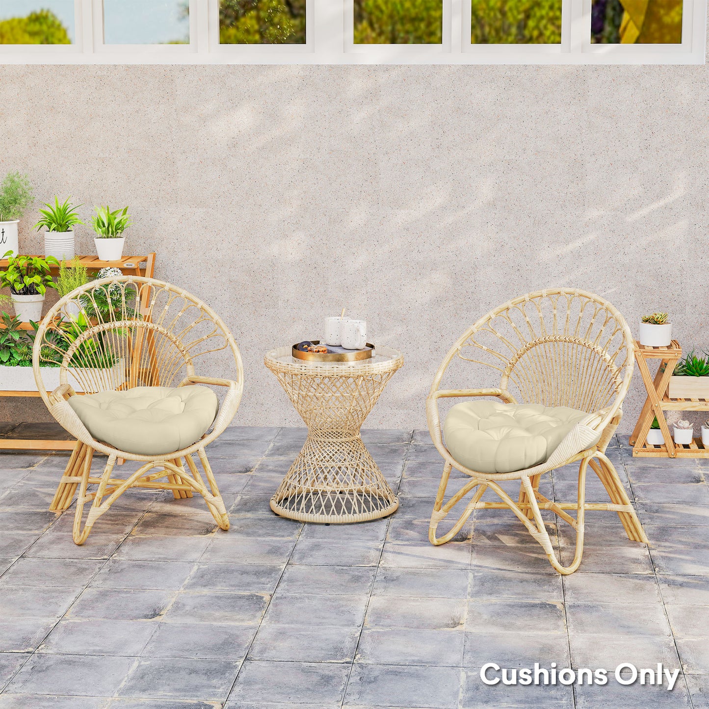 Outsunny Set of Two Φ60cm Outdoor Cushions - Beige