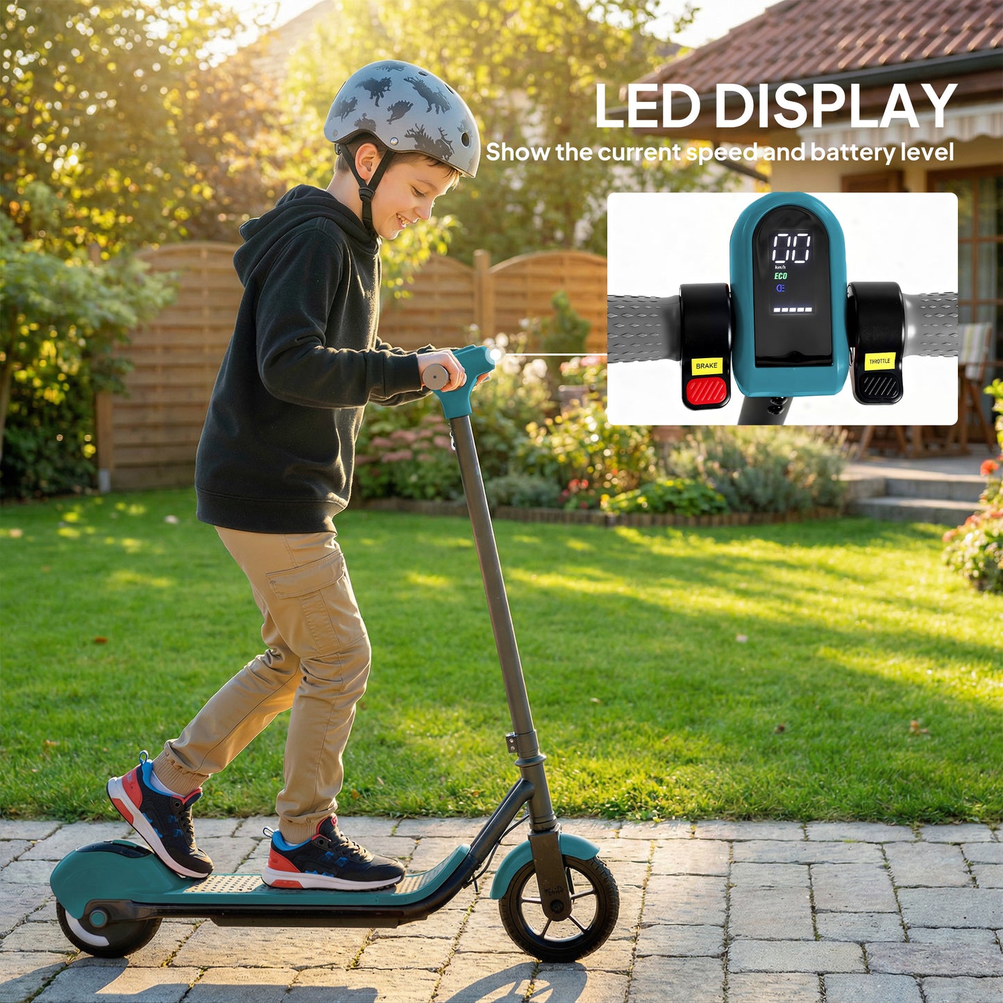 SPORTNOW Electric Scooter for Kids, with LED Display, Green