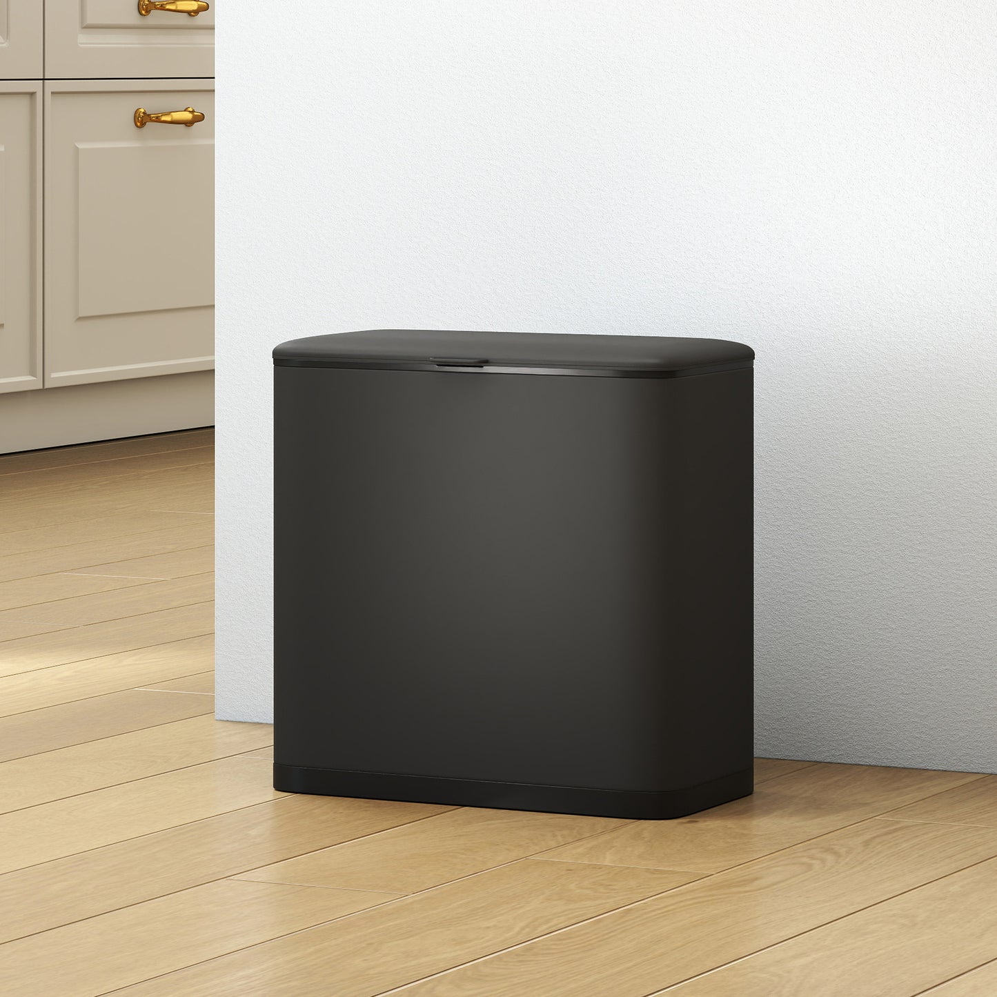 HOMCOM 8L Hanging Kitchen Bin, Rubbish bin with Lid and Removable Inner Bucket for Kitchen Cabinet Door, Under Sink, Office