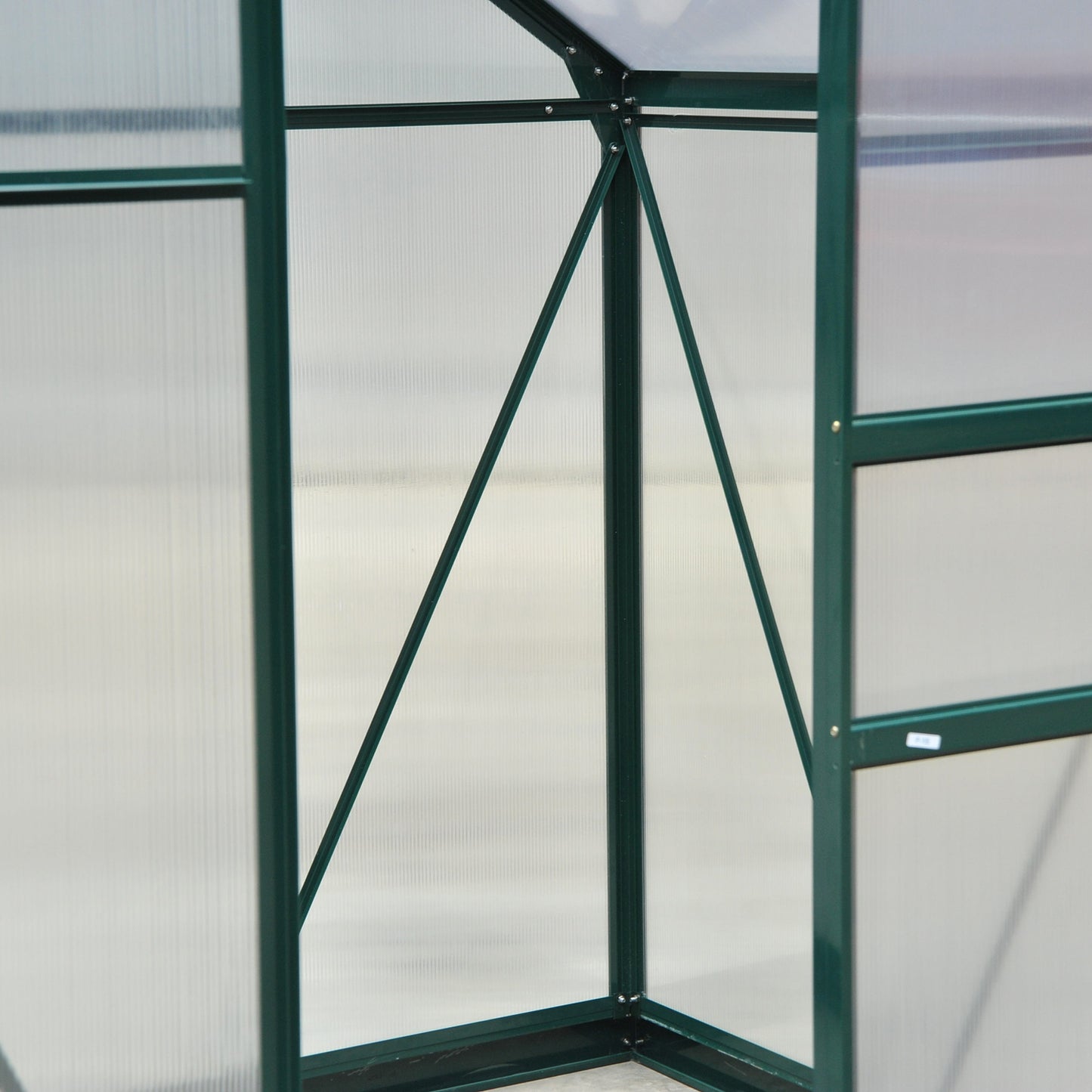 Outsunny 6 x 4ft Polycarbonate Greenhouse, Large Walk in Green House with Slide Door and Window, Garden Plants Grow House with Aluminium Frame and Foundation, Dark Green