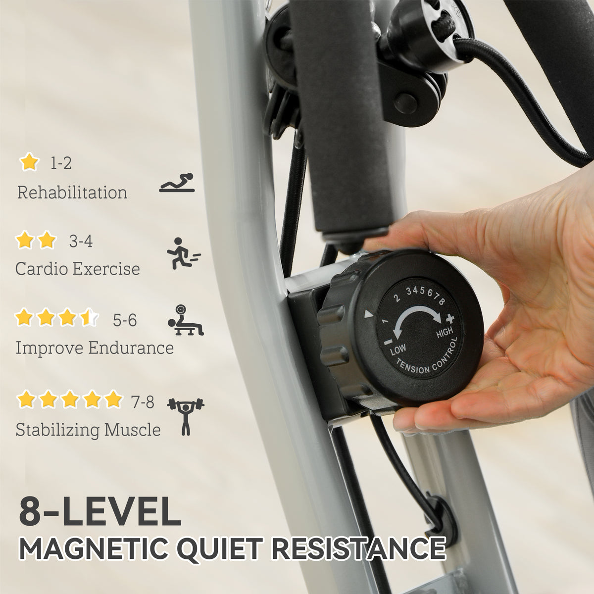 SPORTNOW foldable exercise bike with hand turning the magnetic resistance control knob