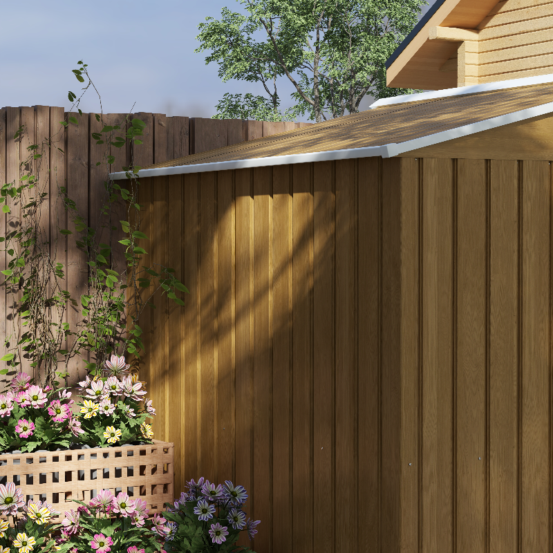 Outsunny 8 x 6ft Galvanised Steel Shed, with Double Door - Brown