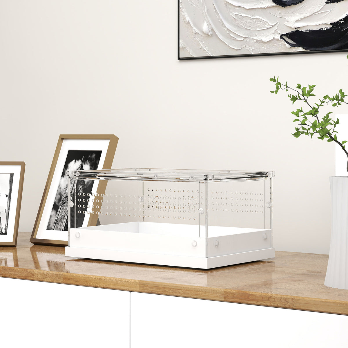PawHut Acrylic Reptile Terrarium with Top Sliding Door, Vents, for Snake, Frog, Spider, Gecko, Tarantula, 30 x 20 x 15 cm