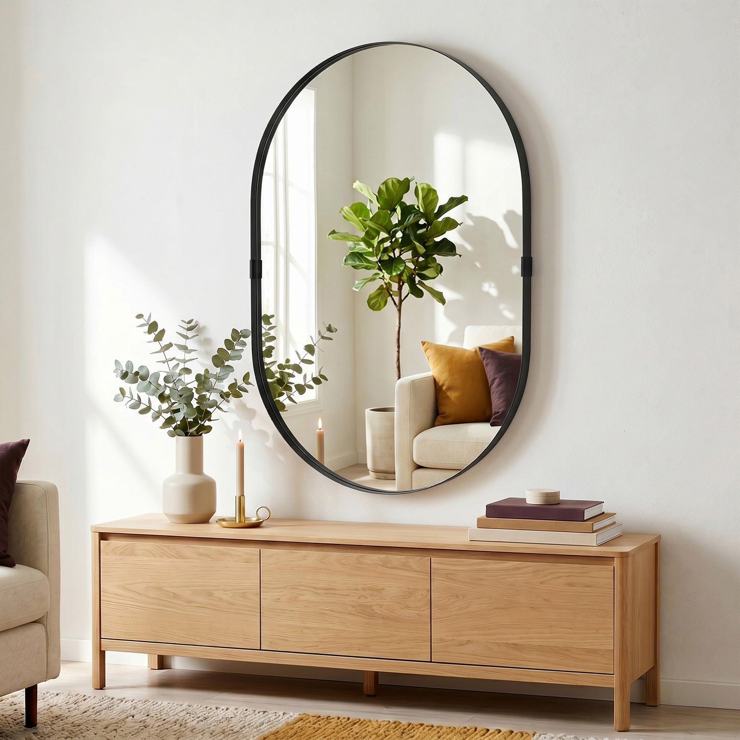 HOMCOM Wall Mirror, Bathroom Mirror with Elevated Aluminium Alloy Frame, 60 x 90 cm, Black