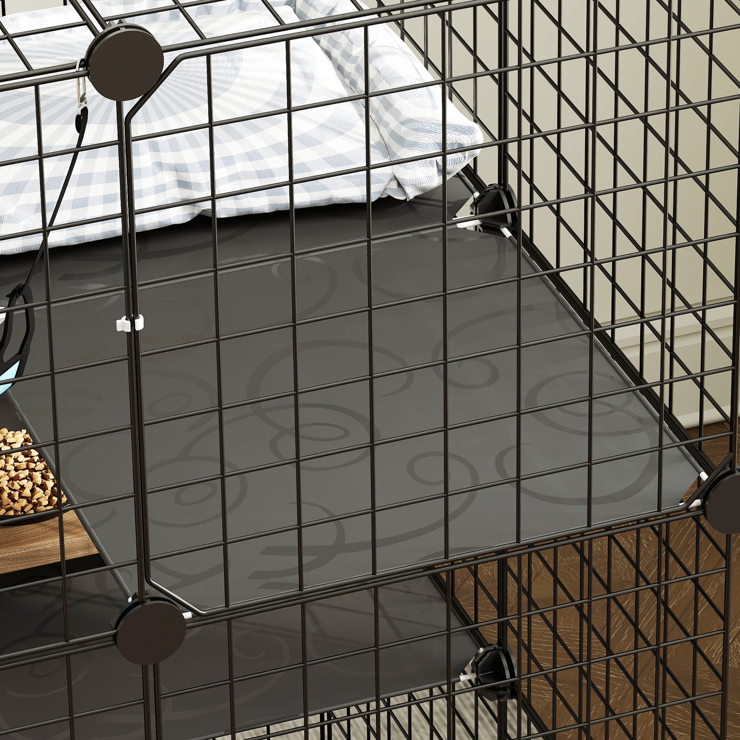 PawHut Indoor Cat Cage DIY Customizable 3-Tier Indoor Cat Enclosure with 3 Doors and Hammock 105 cm Black