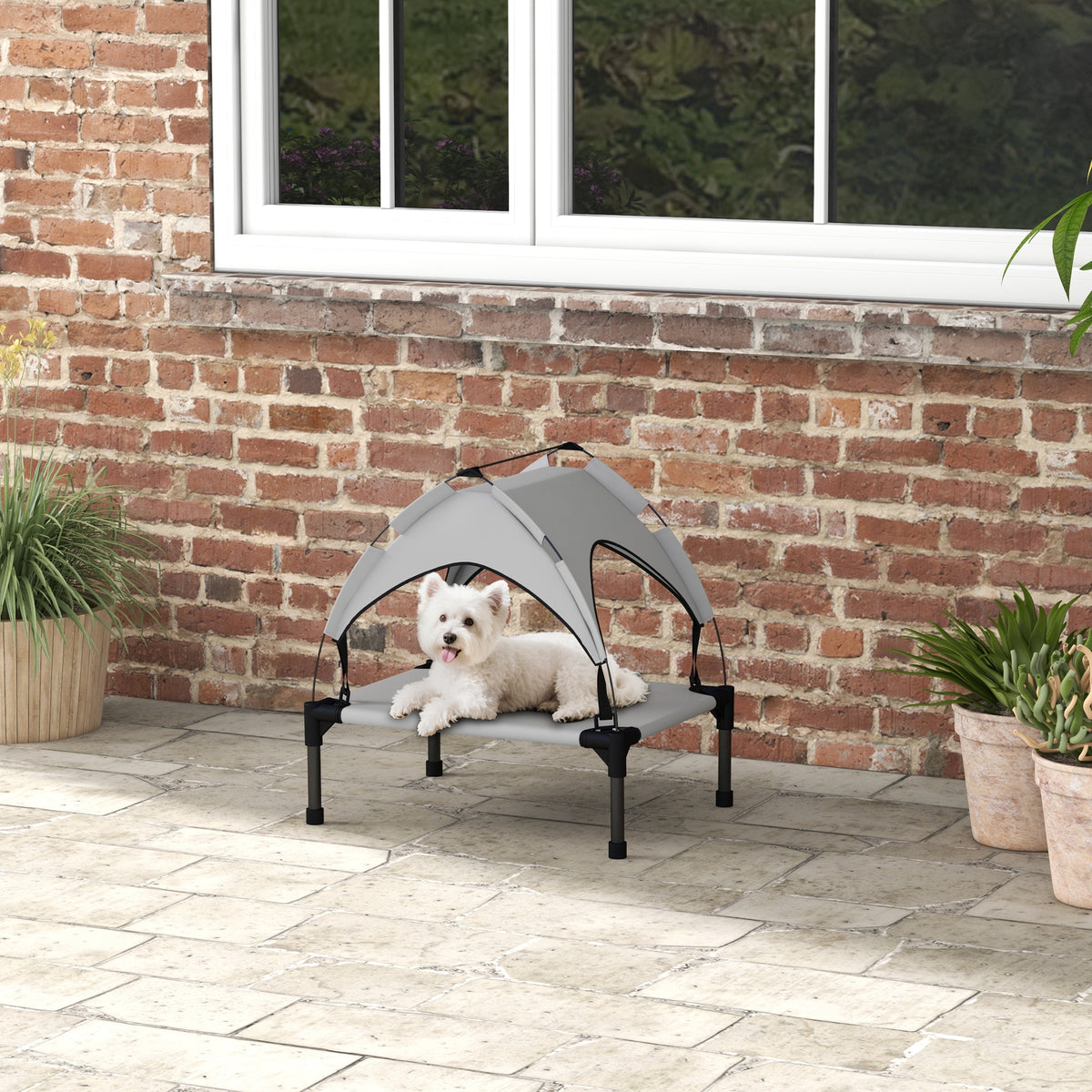 PawHut Cooling Raised Pet Bed w/ Washable Breathable Mesh, for Mini Small Dogs, 61 x 46 x 63cm - Light Grey