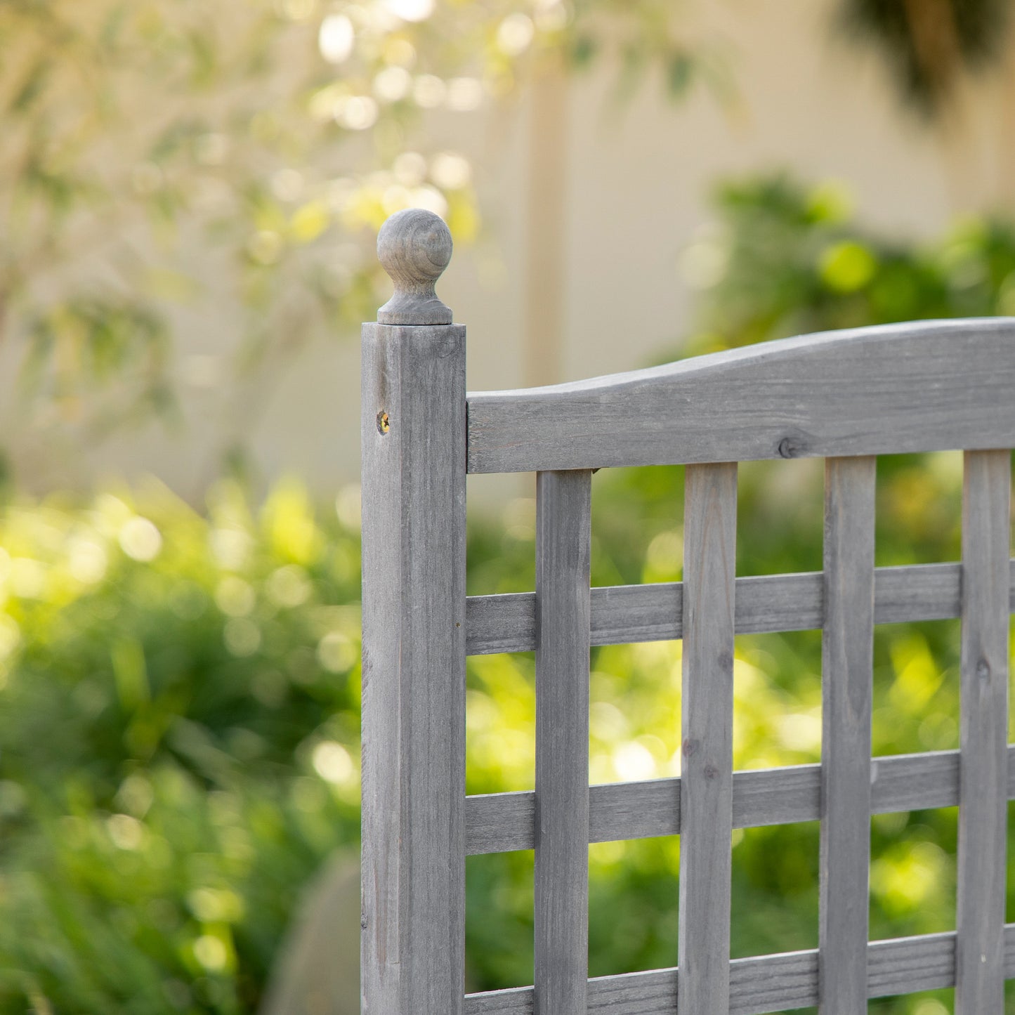 Outsunny Garden Planters with Trellis for Climbing Vines, Wood Raised Beds for Garden, Flower Pot, Indoor Outdoor, Grey