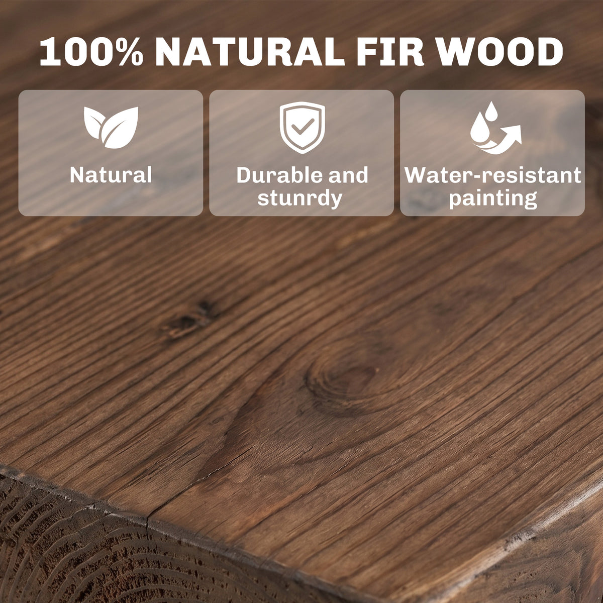 Outsunny table top close-up showing natural fir wood grain and carbonised finish
