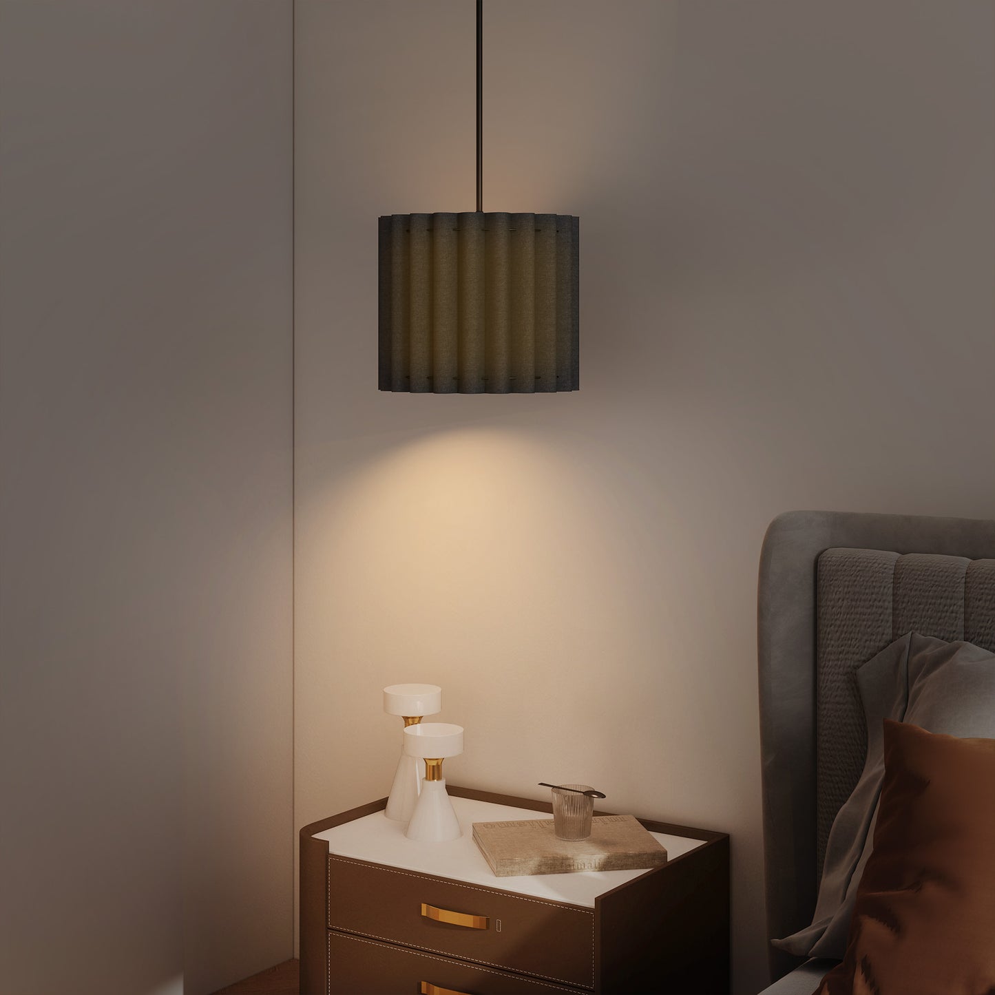 HOMCOM Linen Pendant Light, Bedside Ceiling Lamps with E27 Bulb, Modern Hanging Lights for Living Room, Bedroom, Kitchen, Hallway, Black
