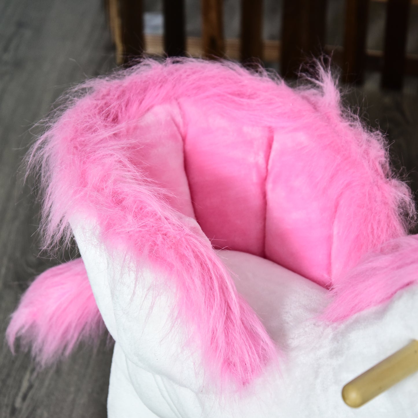 HOMCOM Kids Rocking Horse Toy, Plush Unicorn Rocker Seat with Wood Base and Music, for 1.5-3 Years