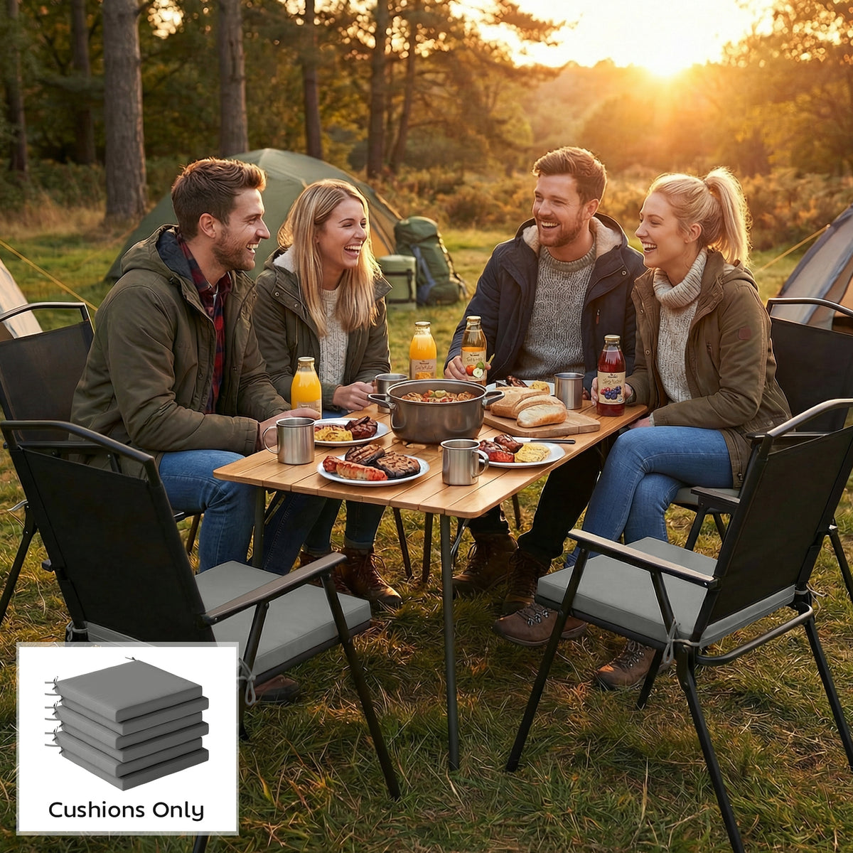 Outsunny Set of 6 Outdoor Seat Cushions with Machine Washable Cover, Water Repellent Seat Cushions Dark Grey